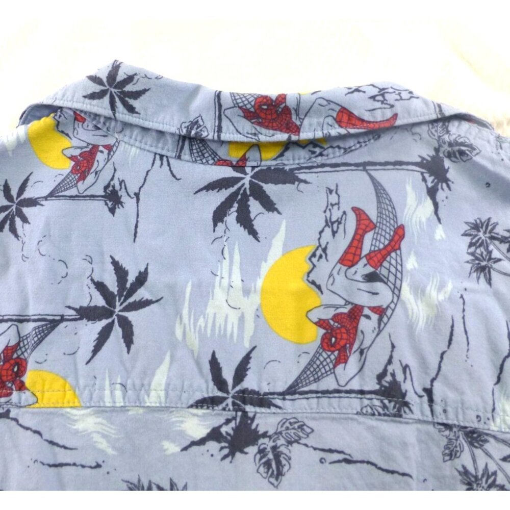 Marvel Mens XL Spider-Man Hawaiian Shirt Tropical Palm & Spider-Man Hammock Prin - Picture 12 of 12